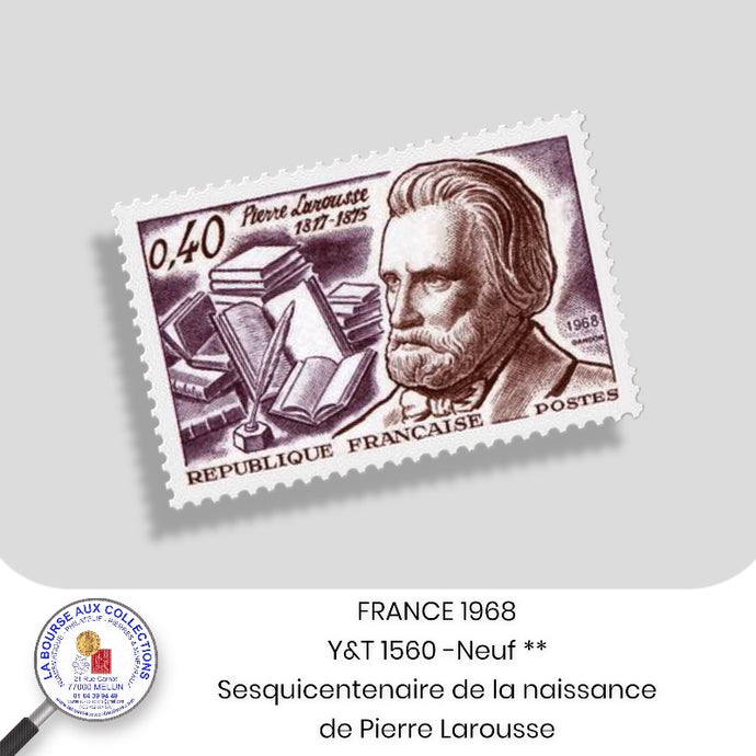 1968 - Y&T 1560 - 150 ans de la naissance du grammairien Pierre Larousse - Neuf **