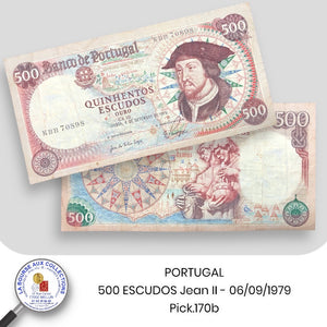 PORTUGAL - 500 ESCUDOS Jean II - 06/09/1979 - Pick.170b