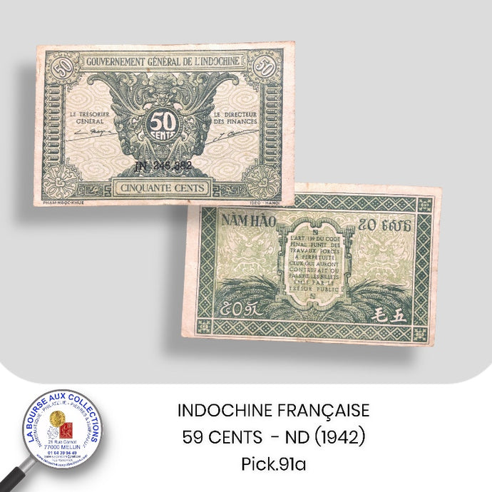INDOCHINE FRANÇAISE - 50 CENTS ND (1942) - Pick.91a