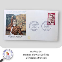 Charger l&#39;image dans la galerie, 1961 - Y&amp;T 1301/1305 sur enveloppes 1er jour - Comédiens français
