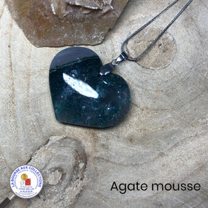 Pendentif cœur - AGATE MOUSSE - Madagascar