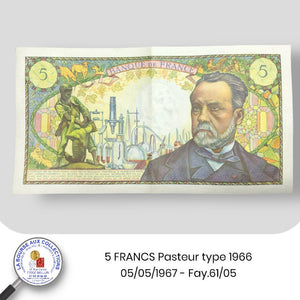 5 FRANCS Pasteur type 1966 - 05/05/1967 - Fay.61/05
