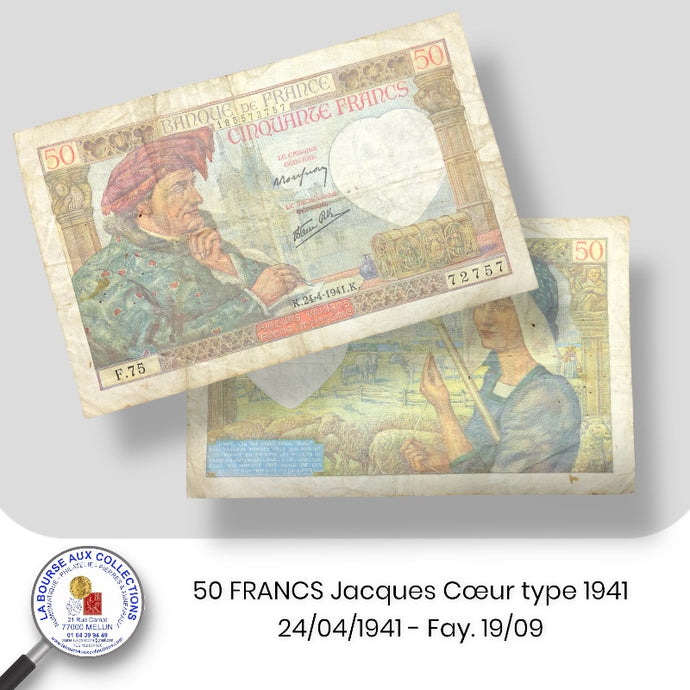 50 FRANCS Jacques Cœur, type 1941 - 24/04/1941 - Fay. 19/09