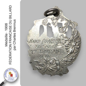 Médaille - 1906 - FÉDÉRATION FRANCAISE DU BILLARD par Charles Brennus