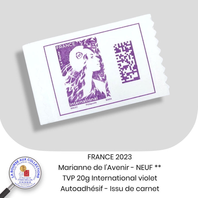 2023 - Marianne de l'Avenir - Lettre internationale - Violet - Issu de carnet