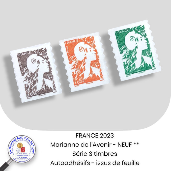 2023 - Marianne de l'Avenir - Autoadhésif - Série 3 timbres issus de feuille