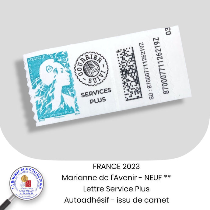 2023 - Marianne de l'Avenir - Timbre autoadhésif Lettre Service Plus - Issu de Carnet