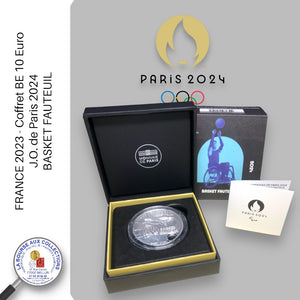 10 euro FRANCE 2023 - J.O. de Paris 2024 - Jeux paralympiques - BASKET FAUTEUIL - Coffret BE