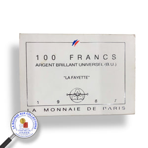 FRANCE - Coffret BRILLANT UNIVERSEL 100 FRANCS La Fayette 1987 - La Monnaie de Paris