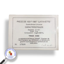Charger l&#39;image dans la galerie, FRANCE - Coffret BRILLANT UNIVERSEL 100 FRANCS La Fayette 1987 - La Monnaie de Paris

