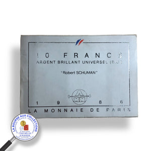FRANCE - Coffret BRILLANT UNIVERSEL 10 FRANCS Robert Schuman 1986- La Monnaie de Paris