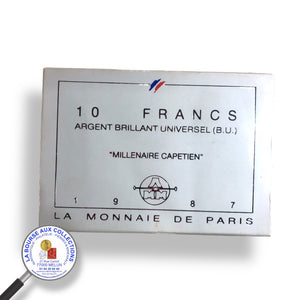 FRANCE - Coffret BRILLANT UNIVERSEL 10 FRANCS Hugues Capet 1987 - La Monnaie de Paris