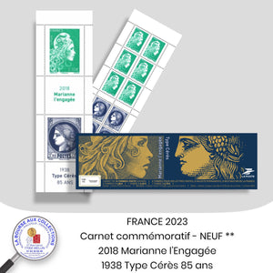 2023 - Y&T C1532 - Carnet commémoratif  Marianne l'Engagée "1938 TYPE CERES 85 ANS" - Neuf **