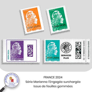 2004 - Série 4 timbres Marianne l'Engagée surchargée - Issue de feuilles pommées