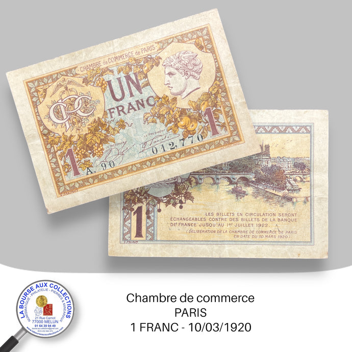 Paris - 1 FRANC - 10/03/1920