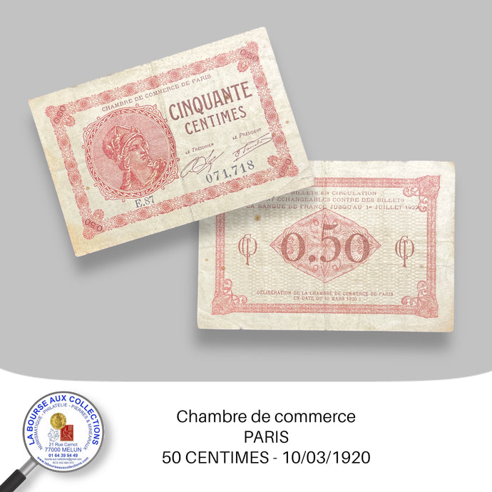 Paris - 50 CENTIMES - 10/03/1920