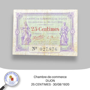 Dijon - 25 CENTIMES - 30/08/1920