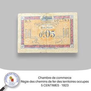 Régie des chemins de fer des territoires occupés - 5 CENTIMES - 1923