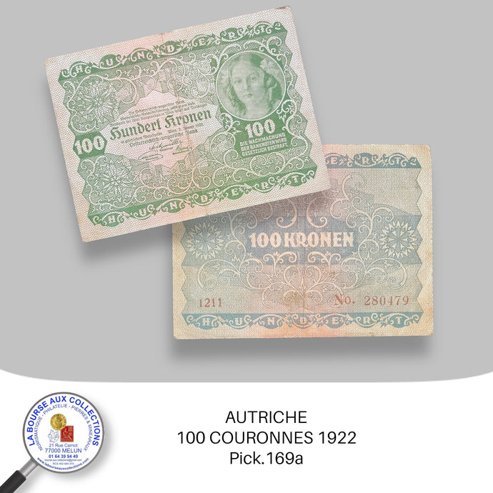 AUTRICHE - 100 COURONNES 1922 - Pick.169a