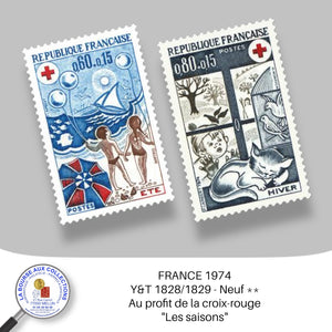 1974 - Y&T 1828/1829 - Au profit de la croix-rouge "Les saisons" - Neuf **