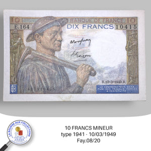 10 FRANCS Mineur type 1941 - 10/03/1949 - Fay.09/20