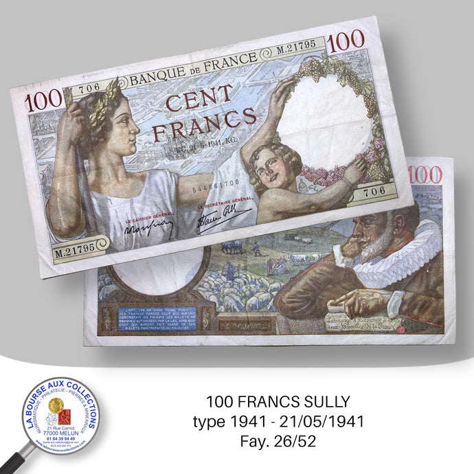 100 FRANCS Sully , type 1941 - 21/05/1941 - FAY. 26/52