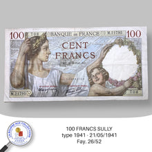 Charger l&#39;image dans la galerie, 100 FRANCS Sully , type 1941 - 21/05/1941 - FAY. 26/52
