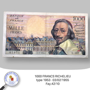 1000 FRANCS Richelieu type 1953 - 03/02/1955 - Fay.42/10