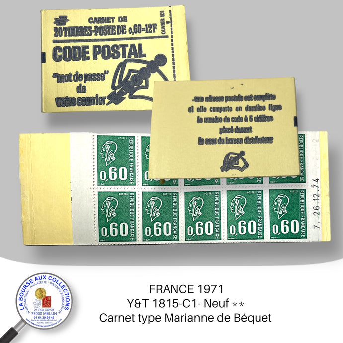 1974 - Carnet Y&T 1815-C1 type Marianne de Béquet