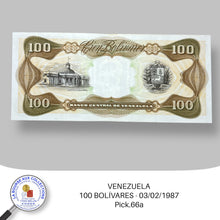 Charger l&#39;image dans la galerie, VENEZUELA - 100 BOLÍVARES 03/02/1987 - Pick.66a
