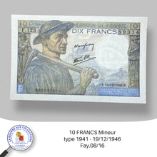 Charger l&#39;image dans la galerie, 10 FRANCS Mineur type 1941 -19/12/1946 - Fay.08/16
