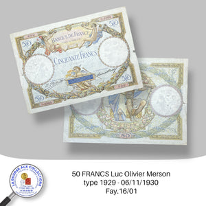 50 FRANCS Luc Olivier Merson type Modifié 1927 - 06/11/1930 - Fay.16/01