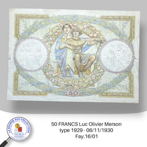 50 FRANCS Luc Olivier Merson type Modifié 1927 - 06/11/1930 - Fay.16/01