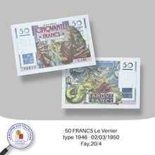 Charger l&#39;image dans la galerie, 50 FRANCS Le Verrier type 1946 - 02/03/1950 - Fay.20/4
