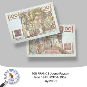 100 FRANCS Jeune Paysan type 1945 - 03/04/1952 - Fay.28/32