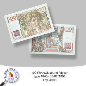 100 FRANCS Jeune Paysan type 1945 - 05/02/1953 - Fay.28/36