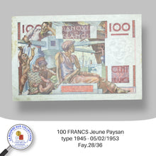 Charger l&#39;image dans la galerie, 100 FRANCS Jeune Paysan type 1945 - 05/02/1953 - Fay.28/36
