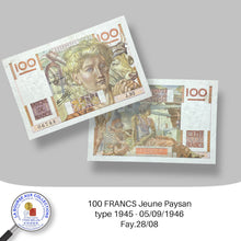 Charger l&#39;image dans la galerie, 100 FRANCS Jeune Paysan type 1945 - 05/09/1946 - Fay.28/08
