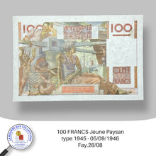 Charger l&#39;image dans la galerie, 100 FRANCS Jeune Paysan type 1945 - 05/09/1946 - Fay.28/08
