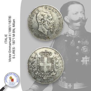 ITALIE - Victor Emmanuel II (1861/1878) - 5 LIRES - 1871 M-BN, Milan