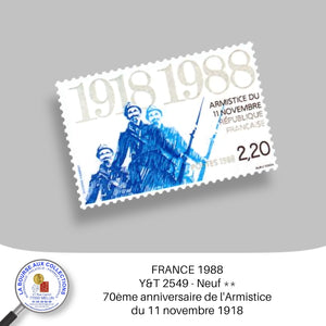 1988 - Y&T 2549 - 70ème anniversaire de l'Armistice du 11 novembre 1918 - Neuf **