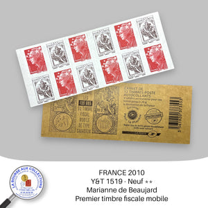 2010 - Carnet Y&T 1519 Marianne de Beaujard / 1860 Premier timbre fiscal mobile