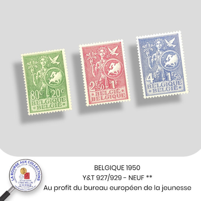 BELGIQUE 1950 - Y&T 927/929 - Au profit du bureau européen de la jeunesse  - NEUF **