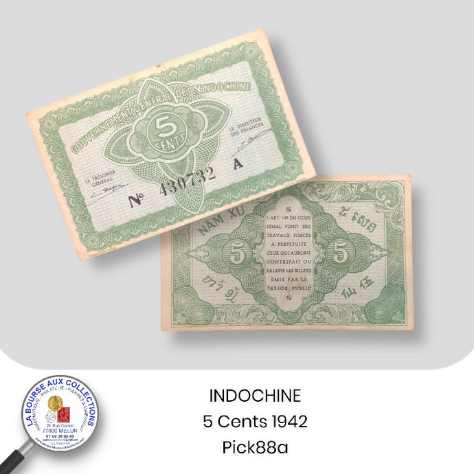 INDOCHINE - 5 CENTS 1942 - Pick88a