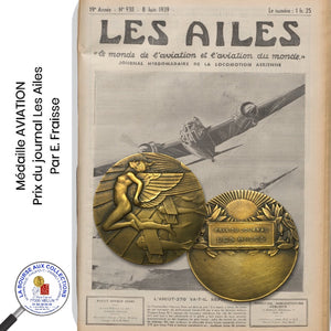 Médaille AVIATION - Prix du journal LES AILES par E. Fraisse