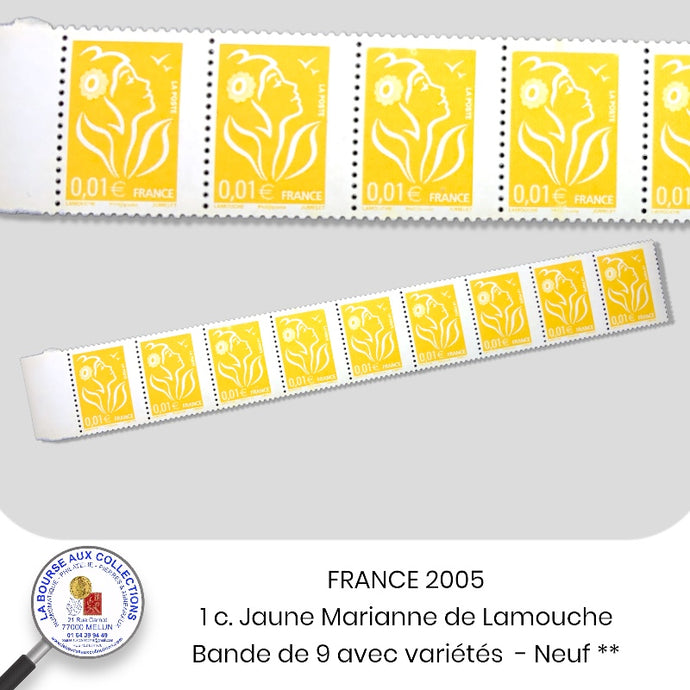 2005 - Y&T 3731A - Marianne de Lamouche - Bande de 9 avec variétés - Neuf **
