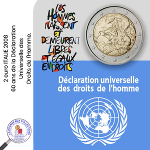 2 euro ITALIE 2008 - 60 ans de la Déclaration Universelle des Droits de l'Homme