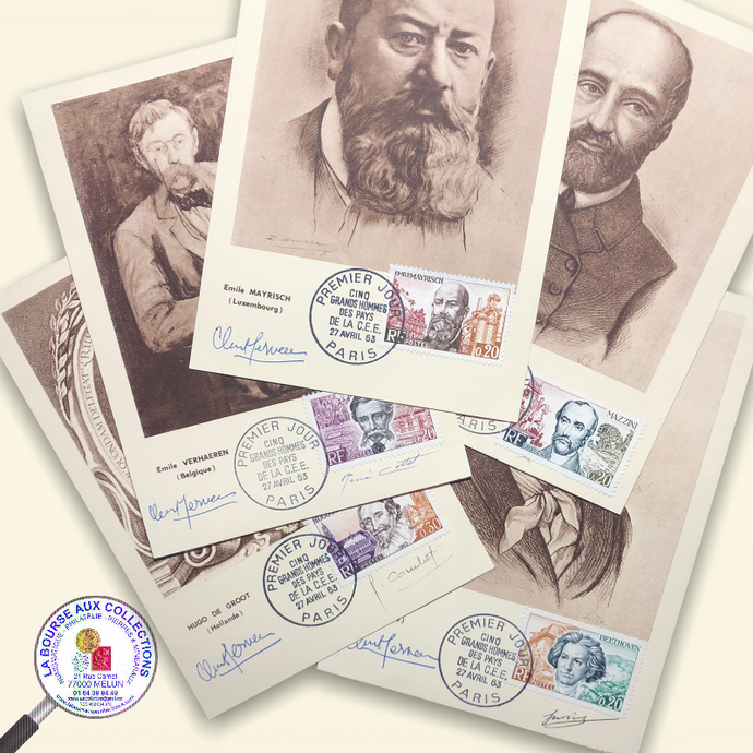 1963  - Cartes maximum - Série YT 1382/1386 - Grands hommes de la C.E.E.