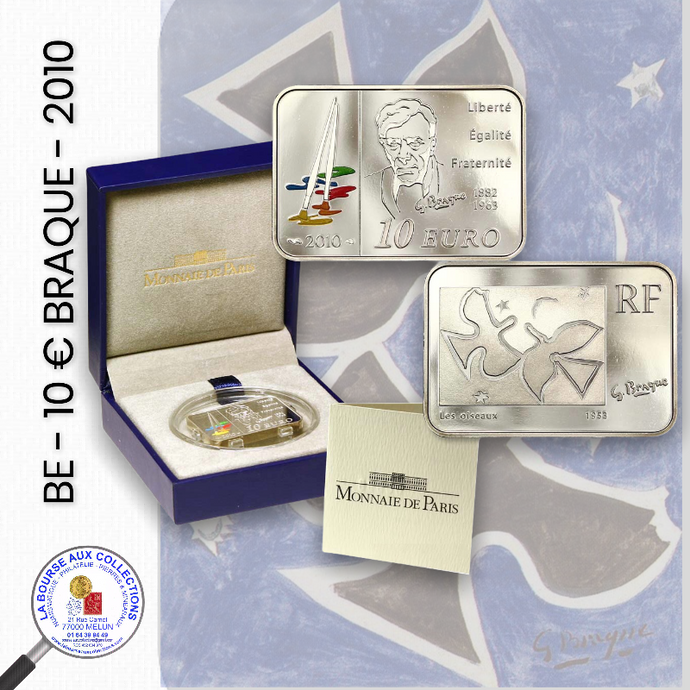 2010 - Coffret Belle Épreuve  - 10 € Georges Braque (1882-1963) - Monnaie de Paris / La Bourse aux Collections Numismate Melun