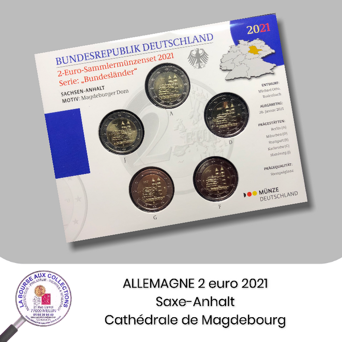 2 euro ALLEMAGNE 2021 - Saxe-Anhalt, cathédrale de Magdebourg - BU, les 5 ateliers